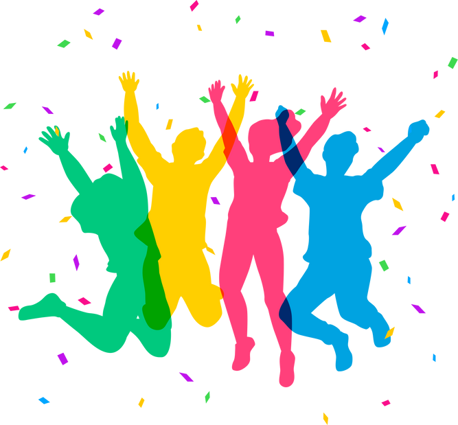 Jumping people silhouettes international friendship day